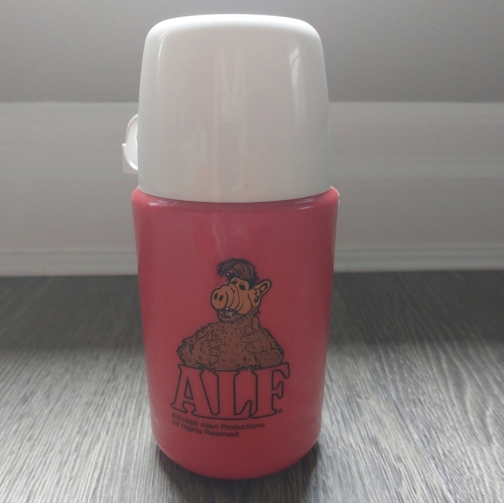 Vintage ALF Thermos Red White 7.5 Inches Height Made In Canada